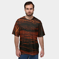 Футболка оверсайз мужская Тёмные красные волны, цвет: 3D-принт — фото 2