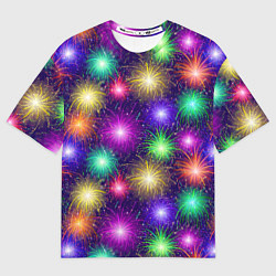 Мужская футболка оверсайз Праздничный салют - фейерверк