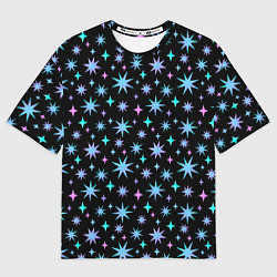 Мужская футболка оверсайз Зимние цветные звезды