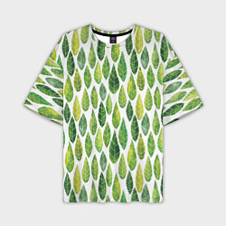 Мужская футболка оверсайз Акварельные листья