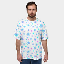 Футболка оверсайз мужская Разноцветные звезды на белом фоне, цвет: 3D-принт — фото 2
