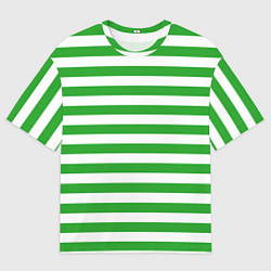 Мужская футболка оверсайз Зеленый полосатый новогодний леденец