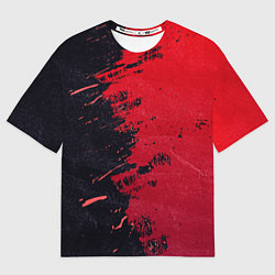 Мужская футболка оверсайз Черное и красное