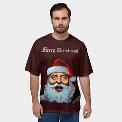 Футболка оверсайз мужская Светящийся Санта Клаус, цвет: 3D-принт — фото 2