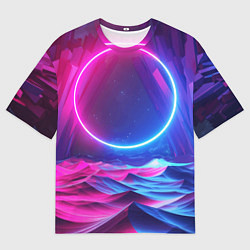 Футболка оверсайз мужская Круг и разноцветные кристаллы - vaporwave, цвет: 3D-принт