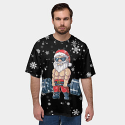 Футболка оверсайз мужская Силач Санта, цвет: 3D-принт — фото 2