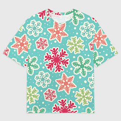 Мужская футболка оверсайз Весёлые снежинки