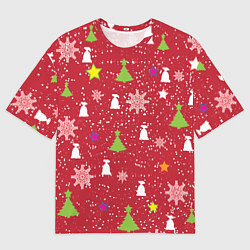Футболка оверсайз мужская Red new year, цвет: 3D-принт