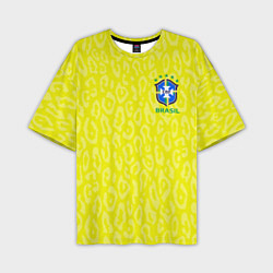 Футболка оверсайз мужская Форма сборной Бразилии ЧМ 2022, цвет: 3D-принт