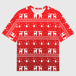 Мужская футболка оверсайз Новогодний орнамент с оленями
