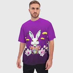 Футболка оверсайз мужская Кролик с одуванчиками, цвет: 3D-принт — фото 2