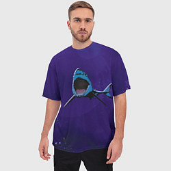 Футболка оверсайз мужская Акула в синем море, цвет: 3D-принт — фото 2