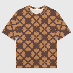 Мужская футболка оверсайз Четырехлистный клевер коричневый