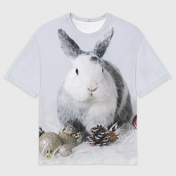 Футболка оверсайз мужская Кролик с шишками и игрушками, цвет: 3D-принт