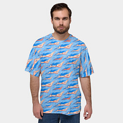 Футболка оверсайз мужская Плывущие девушки на голубом фоне, цвет: 3D-принт — фото 2