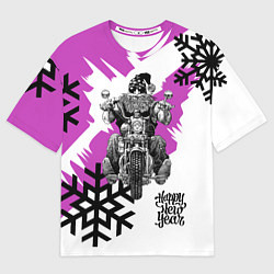 Футболка оверсайз мужская New Year: Santa Biker, цвет: 3D-принт