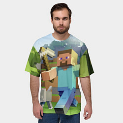 Футболка оверсайз мужская Майнкрафт с киркой, цвет: 3D-принт — фото 2
