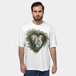 Футболка оверсайз мужская Парочка милых кроликов катается на коньках, цвет: 3D-принт — фото 2