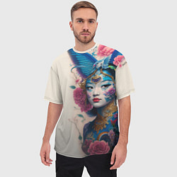 Футболка оверсайз мужская Japan girl - tattoo - art, цвет: 3D-принт — фото 2