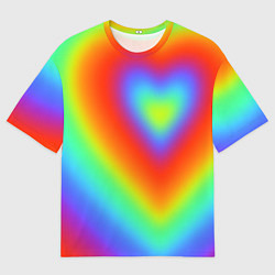 Мужская футболка оверсайз Сердце - радужный градиент