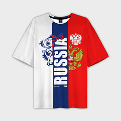 Мужская футболка оверсайз Russia national team: white blue red