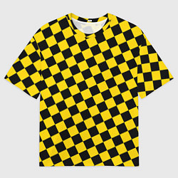 Мужская футболка оверсайз Черно-желтая мелкая клетка