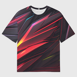 Мужская футболка оверсайз Красно-черная текстура