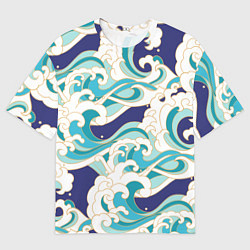 Мужская футболка оверсайз Волны - паттерн - мода