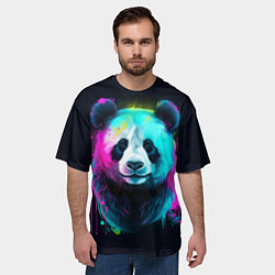 Футболка оверсайз мужская Панда в неоновых красках, цвет: 3D-принт — фото 2