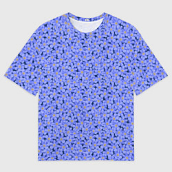 Мужская футболка оверсайз Незабудки цветочный паттерн на темном фоне