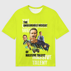 Футболка оверсайз мужская Афиша на лаймовом фоне, цвет: 3D-принт