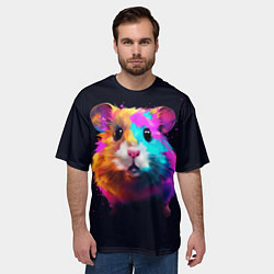 Футболка оверсайз мужская Хомяк в неоновых красках, цвет: 3D-принт — фото 2