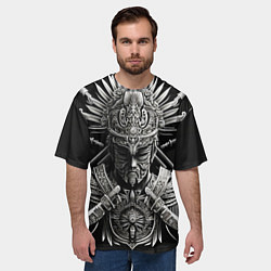Футболка оверсайз мужская Дух война на черном фоне, цвет: 3D-принт — фото 2