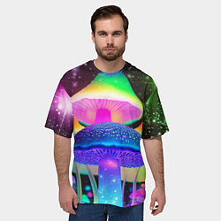 Футболка оверсайз мужская Волшебные светящиеся грибы и звезды, цвет: 3D-принт — фото 2
