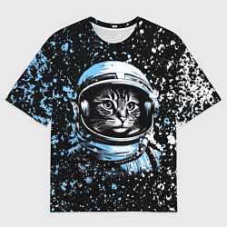 Футболка оверсайз мужская Кошак в скафандре, цвет: 3D-принт