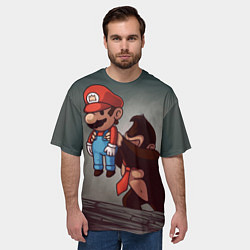 Футболка оверсайз мужская Марио держит Данки Конг, цвет: 3D-принт — фото 2