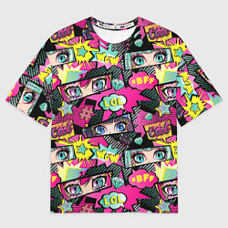 Мужская футболка оверсайз Глаза аниме-девушки: cool pattern