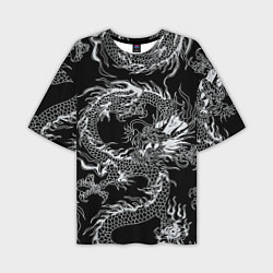 Мужская футболка оверсайз Татуировка японского дракона