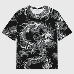 Мужская футболка оверсайз Татуировка японского дракона