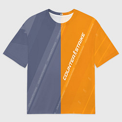 Мужская футболка оверсайз Counter Strike 2 Blue Orange Pattern