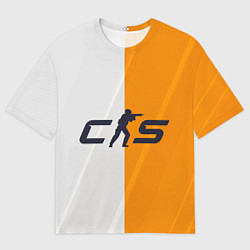 Футболка оверсайз мужская Counter Strike 2 White Orange Stripes, цвет: 3D-принт