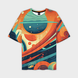 Мужская футболка оверсайз Абстрактный космический пейзаж: арт нейросети