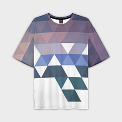Мужская футболка оверсайз Абстрактные разноцветные треугольники в паттерне