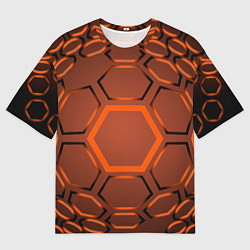 Футболка оверсайз мужская Оранжевая техноброня, цвет: 3D-принт