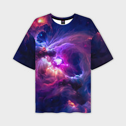 Мужская футболка оверсайз Небула в космосе в фиолетовых тонах - нейронная се