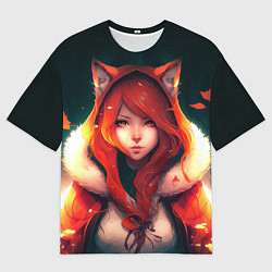 Футболка оверсайз мужская Рыжая девушка-лиса, цвет: 3D-принт