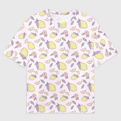 Мужская футболка оверсайз Лимоны паттерн