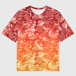 Мужская футболка оверсайз Огненная татуировка с элементами дракона