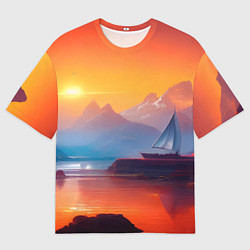 Футболка оверсайз мужская Парус на закате, цвет: 3D-принт