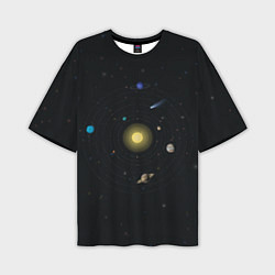 Мужская футболка оверсайз Солнце и планеты